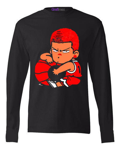 Polera Manga Larga Hanamichi Sakuragui Chibi Slam Dunk Anime