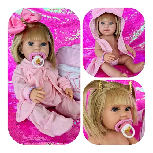 BEBÊ REBORN MENINA ROSTINHO DE PRINCESA TODA EM SILICONE PLATINUM