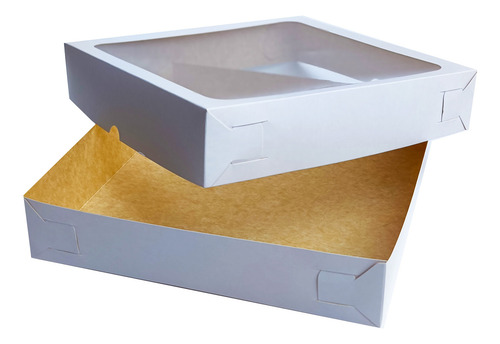 25 Caja Cuadrada Blanca Con Ventana 18x18x5 Cms Mod 1918 Blanca Tapa Ventana