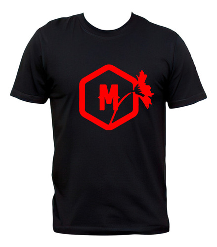 Remera Negra Morat Logo Flor Pop Latino Algodón Premium