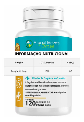 Magma 5 Floral Ervas Do Brasil - (120 Capsulas / 60 Doses) Sabor Sem Sabor