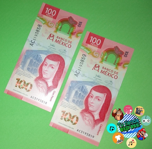 Par De Billetes De $100 Pesos Ac Consecutivos