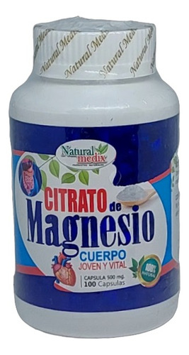 Citrato De Magnesio | 500mg | X 100 Capsulas | Natural Medix