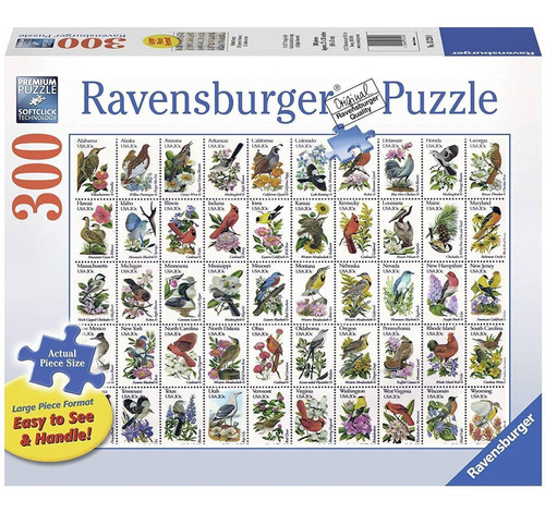 Puzzle Ravensburger 50 Bird Stamps Large Format 300 Piece Ji 