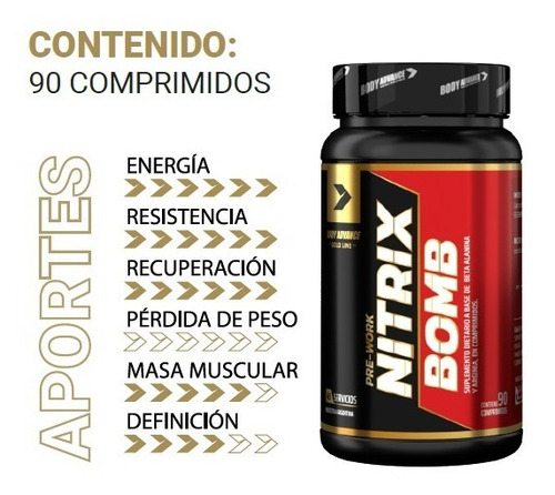 Nitrix Bomb - Arginina + Beta Alanina, Pre-work Body Advance
