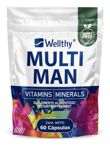 Imagen 1 de 1 de Wellthy Multi Man Vitaminas Y Minerales Para Hombre 60caps Sabor Neutro
