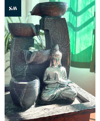 Fuente De Agua Buda Plateado Vasijasx4 Zen Meditacion