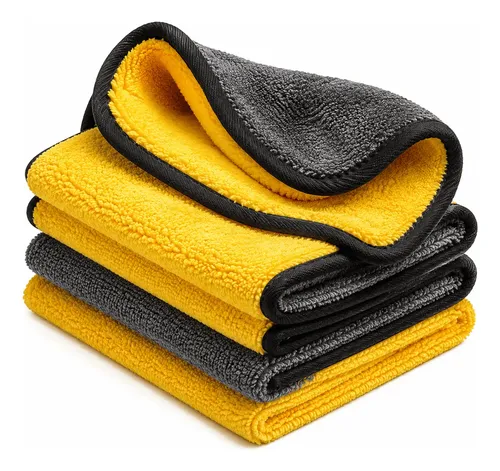 5 Toalhas Flanela Pano de Microfibra Dupla Face 40x30 cm Amarelo