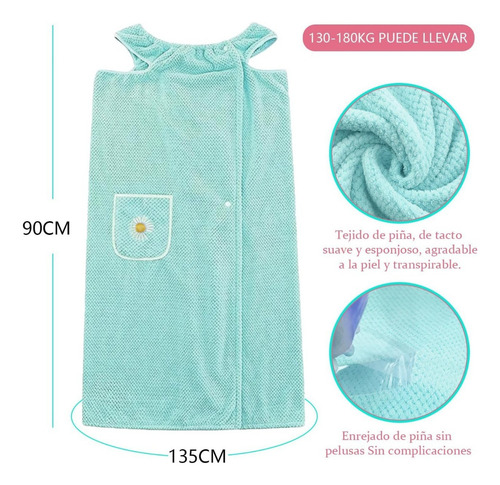 Toalla De Baño Para Dama Microfibra Absorbente Con Bolsillo