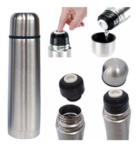 Garrafa Térmica 500ml Aço Inox Inquebrável Mamadeira Sopa Cor Alumínio