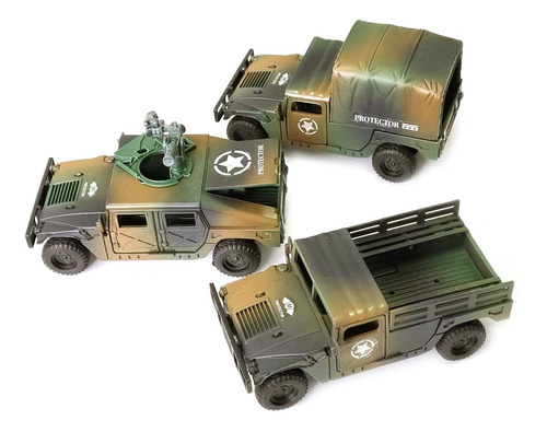 Kit C/3 Miniatura Carrinho Fricção Militar Hammer Exército