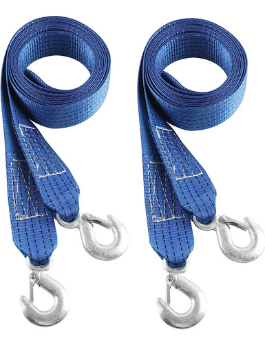 Nylon Tow Strap With Hooks, 2pack 2inch X 13ft Recovery Rope