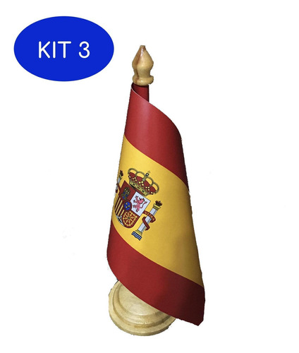 Kit 3 Bandeira De Mesa Da Espanha