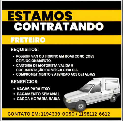 Oportunidade De Trabalho Para Donos De Vans E Fiorino!