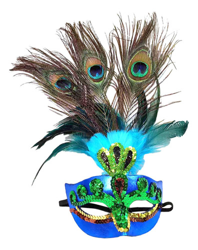 Máscara De Plumas De Pavo Real Halloween Mujeres Hombres