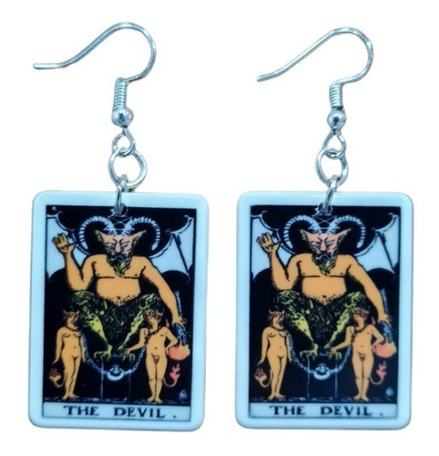 Aros Pendientes Satanicos Diablo Baphomet Cartas Tarot Bruja