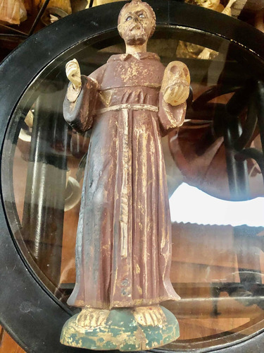 Escultura Monje De Madera Antiguo