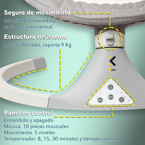 Imagen 2 de 7 de Mecedora Eléctrica Musical Para Bebé Moises Regalo Bolsa
