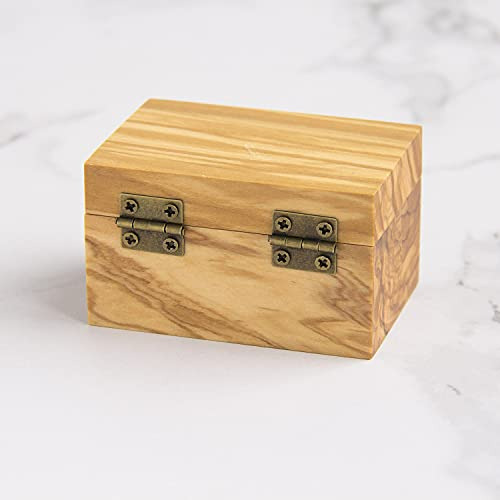 Caja Anillos Compromiso Madera Olivo Rústico