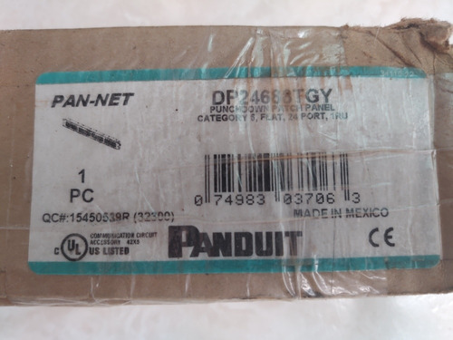 Patch Panel Categoría 6 Panduit 24 Puertos Dp24688tgy