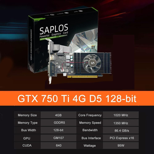 Tarjeta Gráfica Saplos Geforce Gtx 750 Ti, 4gb Gddr5 128 Bit