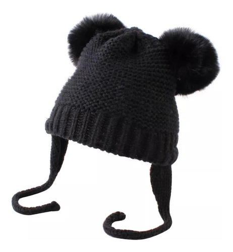 Gorro Bebé Doble Pompom Niño Niña Lana 4 Meses A 4 Años 