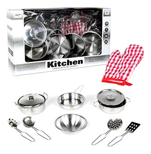 Juego De Cocina De Metal Infantil 11 Pcs - Cocinita