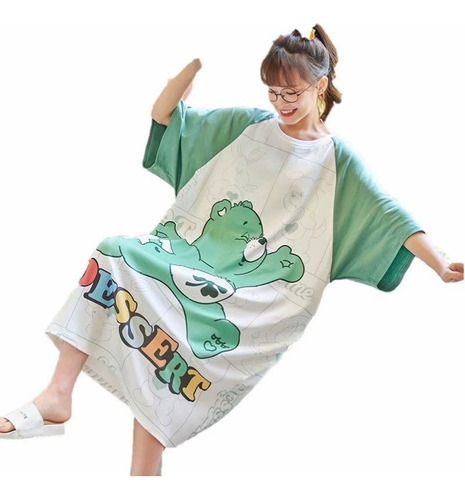 Pijama Camisón Coreano Lindo Dulce Oso De Manga Corta Suelto