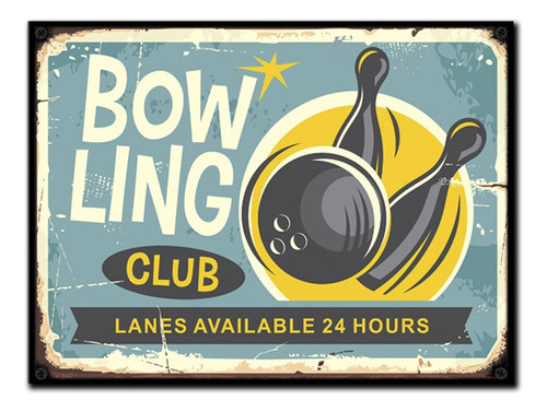 #1060 - Cuadro Vintage - Bowling Club Poster Bolos No Chapa