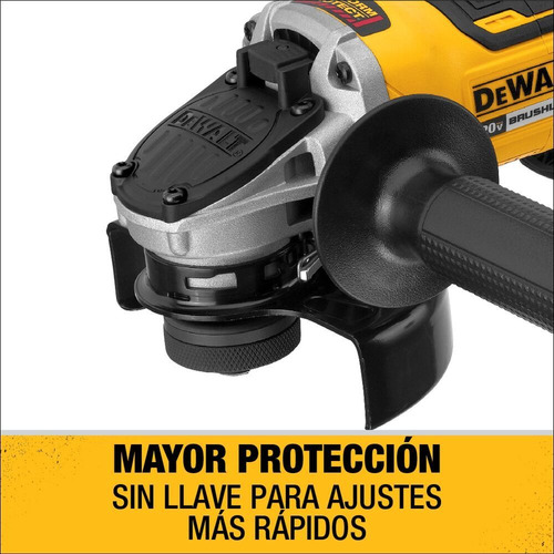 Imagen 5 de 6 de Miniesmeriladora angular inalámbrica DeWalt DCG413B color amarillo 800 W + accesorio