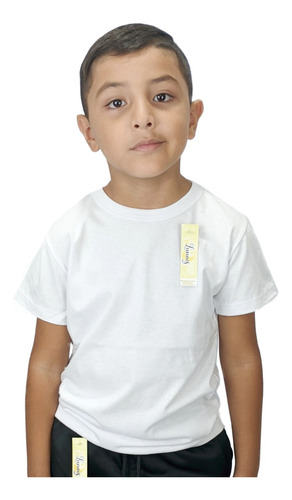 Remera Manga Corta Blanca Lisa Algodón Colegial Unisex Niños