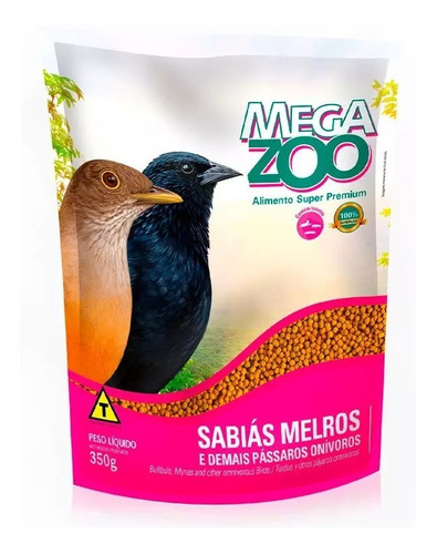 Ração Megazoo Pássaros Trinca-ferros Sábias E Onívoros 350g