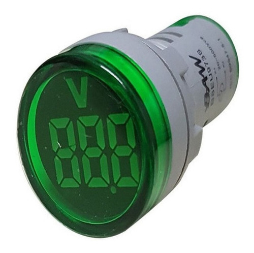 Mini Voltímetro Digital 20-500vca Ojo Buey Ext 29mm Verde 