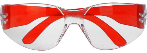 Gafas De Seguridad Bison Life - Lente Clara Y Templo Rojo