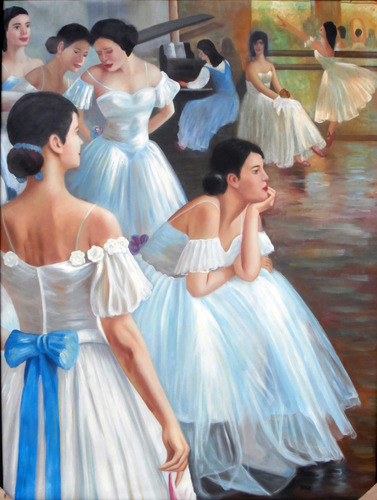 Cuadro Ballet Y Vestidos - 120x90 Cms - Oleo Sobre Lienzo