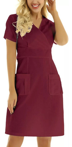 Vestido De Enfermera De Manga Corta Y Cuello En V Para M [u]