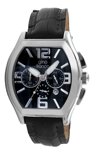 Reloj Hombre Gino Franco 9655bk Cuarzo Pulso Negro En Cuero
