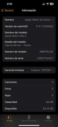 Apple Watch Ultra 2 (gps + Cel) Titanio. Como Nuevo. Garantía De Fábrica Alpine Azul (Usado)
