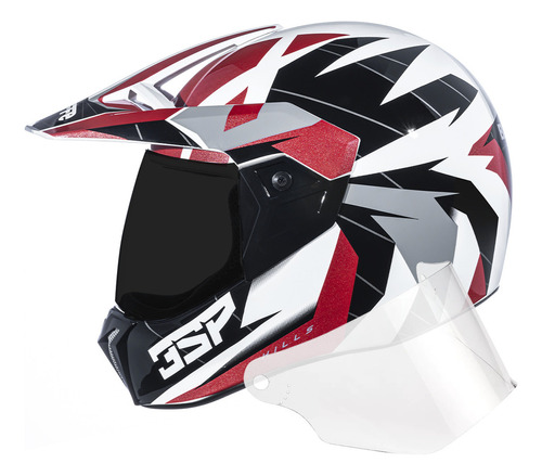 Capacete Bieffe 3 Sport Hills Rubro Branco + Viseira