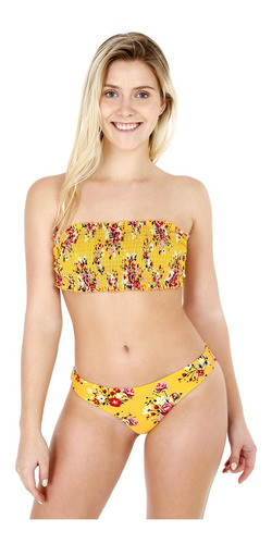 Traje De Baño Bikini Mujer Top Elasticado H2o Wear Ocre