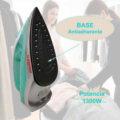 Plancha Para Ropa Economica Liliana Antiadherente Ironplus Celeste