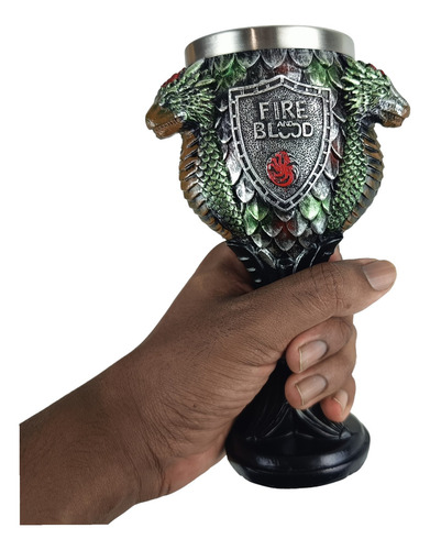 Taça 3d 180ml Dragão Game Of Thrones Resina Aço Inox