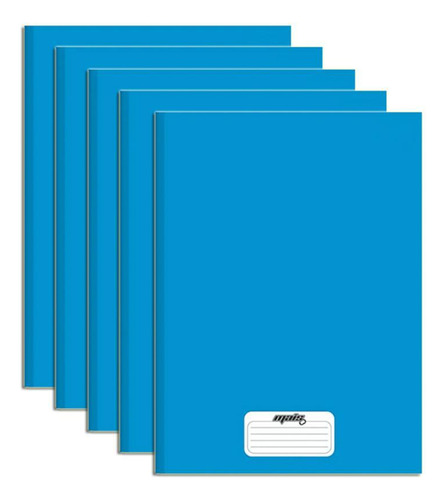 Caderno Brochura Capa Dura Azul 96 Folhas Kit 5