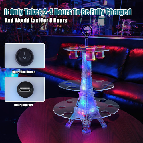 Bandejas Led Acrílico 3 Niveles Torre Eiffel Mmg