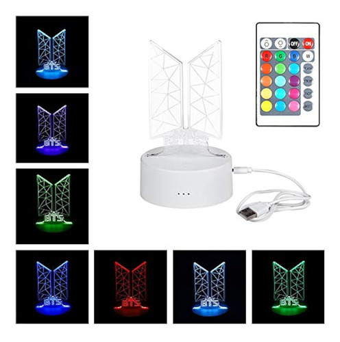 Kpop Bts Bangtan Boys 16 Colores Con Control Remoto Led Nigh