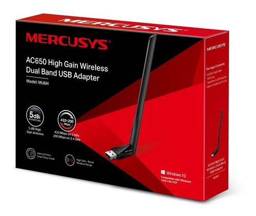 Imagen 5 de 5 de Adaptador Usb Inalámbrico Mu6h Doble Banda Ac650
