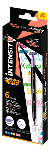 Resaltador Bic Intensity Doble Punta Pincel Y Fino 6 Piezas