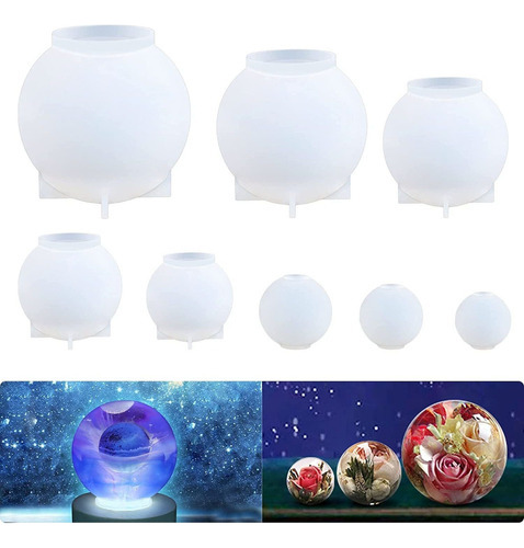 8 Piezas Moldes De Silicona De Esfera Moldes Resina De Bola