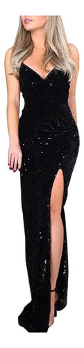 Vestido De Mujer Deep V Sequins Wrap Nightclub Sin Mangas Fr