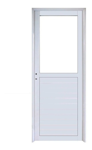 Puerta Aluminio Reforzada  Blanco 1/2 Vidrio Entero 70x200